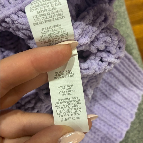 Aerie Cable Car Quarter Zip Soft  Purple Oversize Sweater Size M - Picture 5 of 6